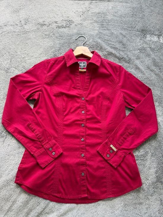 Express Tops - Express Women's Dark Red Button-Down Shirt